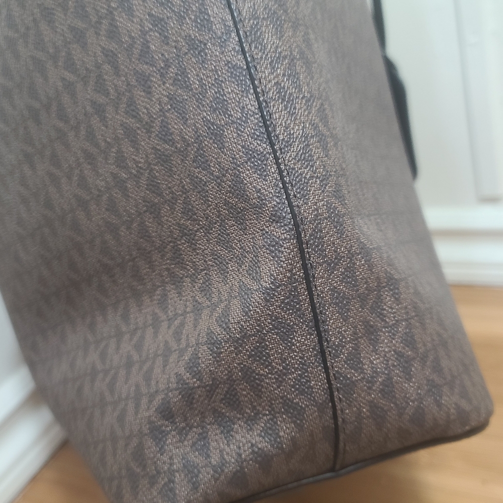 MICHAEL KORS Eliza Large East West Open Tote Purse Handbag, Brown, New - Picture 6 of 16